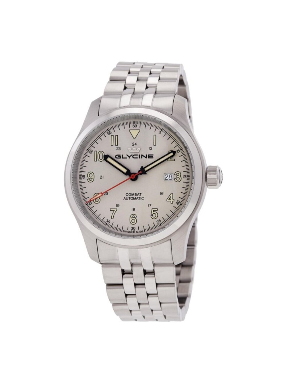 NWT Glycine Combat Field Automatic Beige Dial Men's Watch